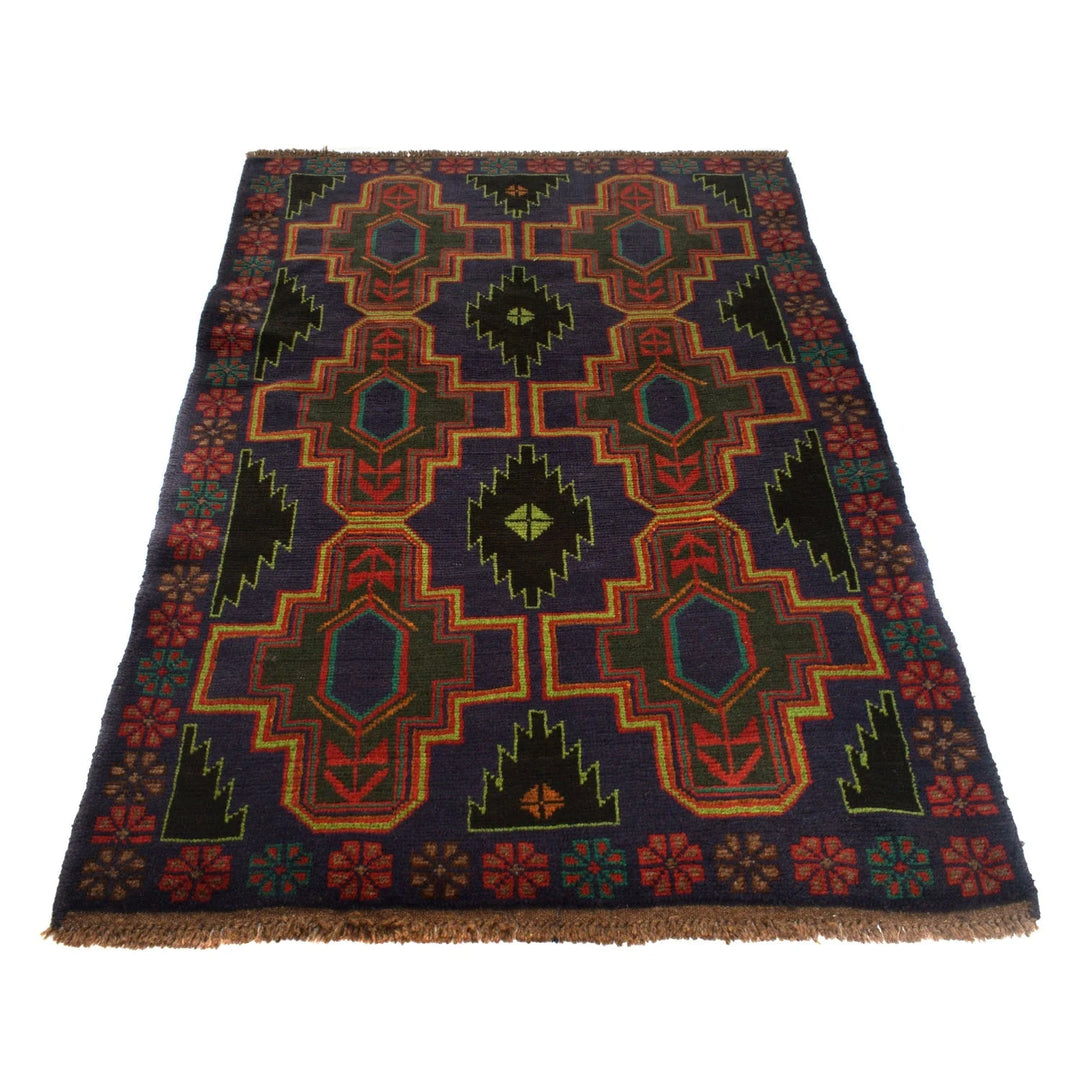 Afghan Baluchi Rug 3' 11" x 6' 3" Hand-Knotted | No. AL18760