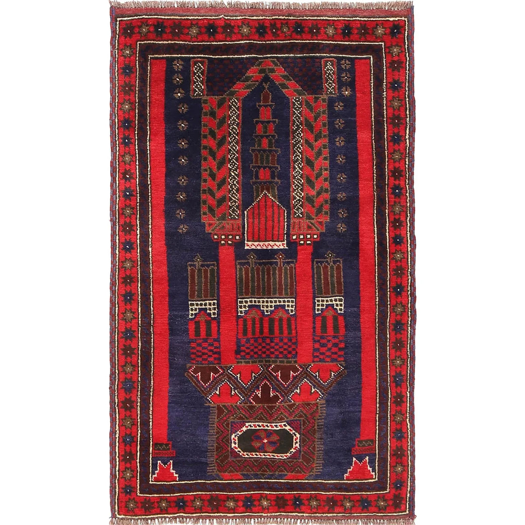 Afghan Prayer Rug 3' 0" x 4' 11" Hand-Knotted | No. AL18779