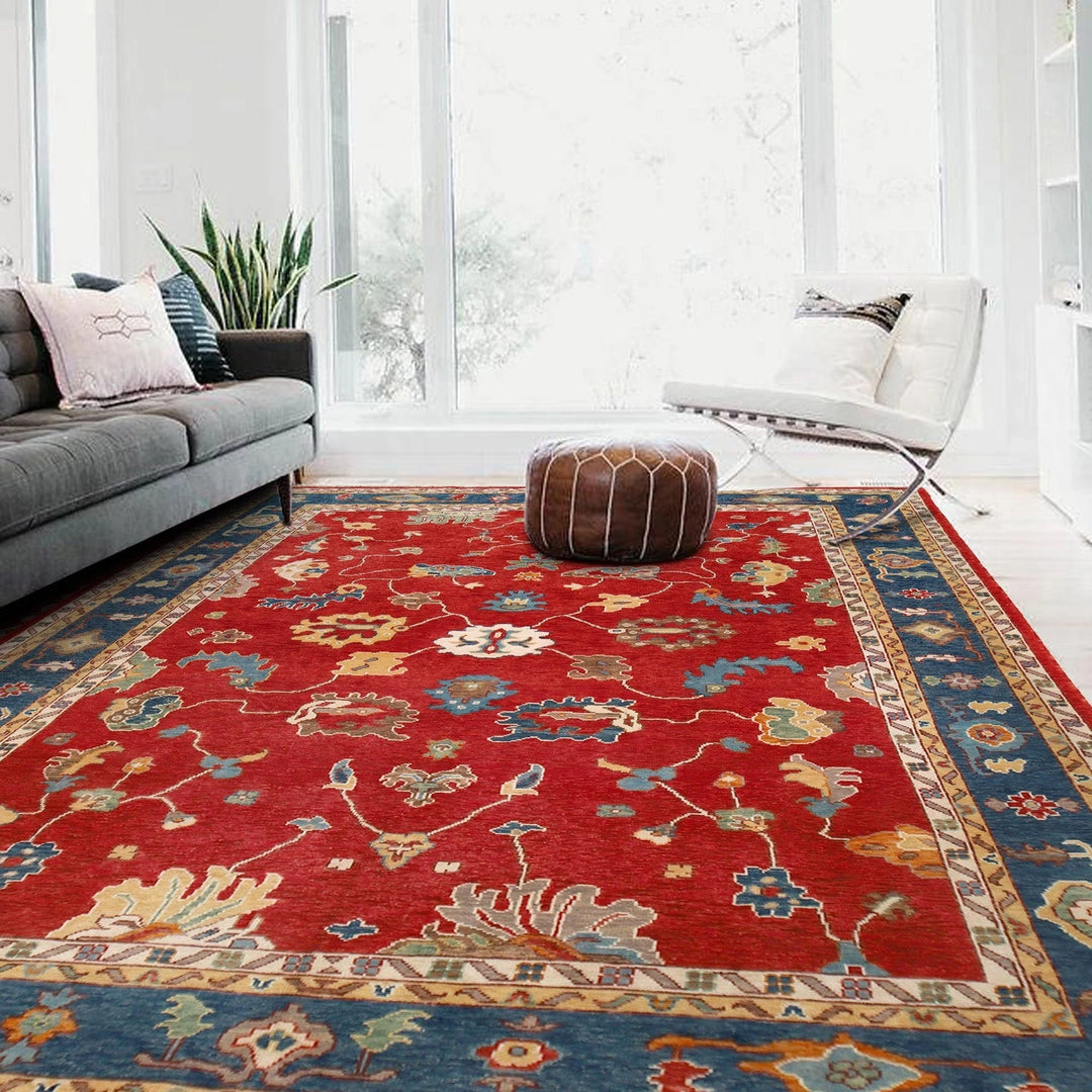 Afghan Turkish Design Oushak Rug 9' 2" x 11' 7" Hand-Knotted | No. AL18796