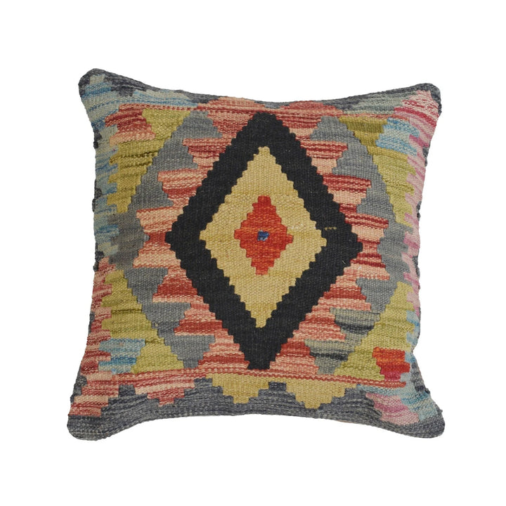 Afghan Kilim Cushion Cover 1' 5" x 1' 5" Flat-Weave | No. AL18907