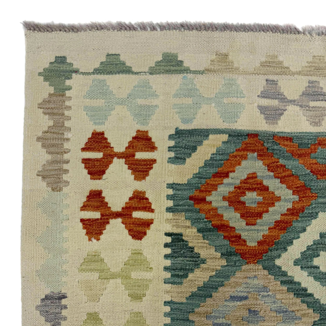 Afghan Vegetable Kilim Rug 6' 8" x 9' 8" Flat-Weave | No. AL189115