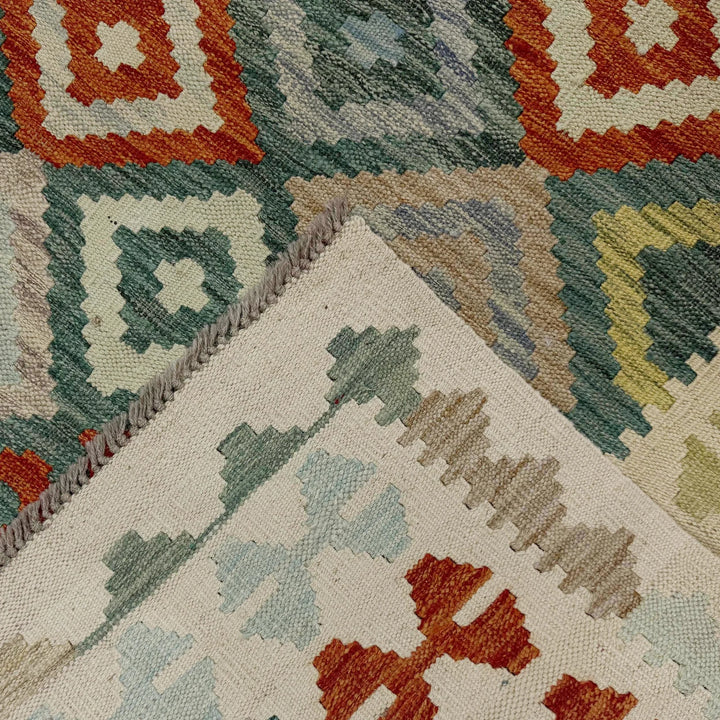 Afghan Vegetable Kilim Rug 6' 8" x 9' 8" Flat-Weave | No. AL189115
