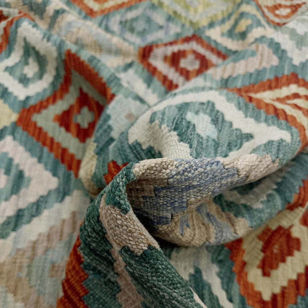 Afghan Vegetable Kilim Rug 6' 8" x 9' 8" Flat-Weave | No. AL189115