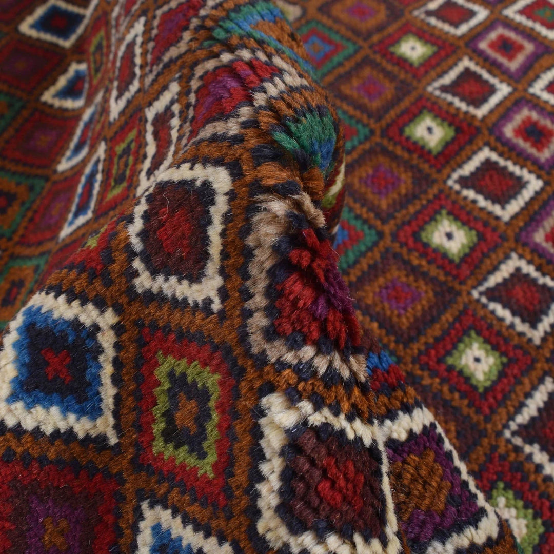 Brown Afghan Baluchi Rug 3' 3" x 5' 1" Hand-Knotted | No. AL18937