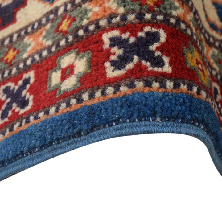Blue Afghan Kazak Rug 3' 11" x 5' 11" Hand-Knotted | No. AL18963
