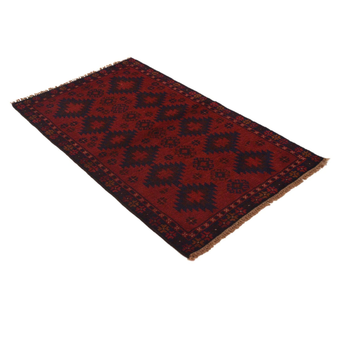 Red Afghan Baluchi Rug 2' 9" x 4' 8" Hand-Knotted | No. AL18976