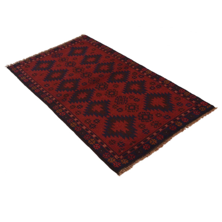 Red Afghan Baluchi Rug 2' 9" x 4' 8" Hand-Knotted | No. AL18976