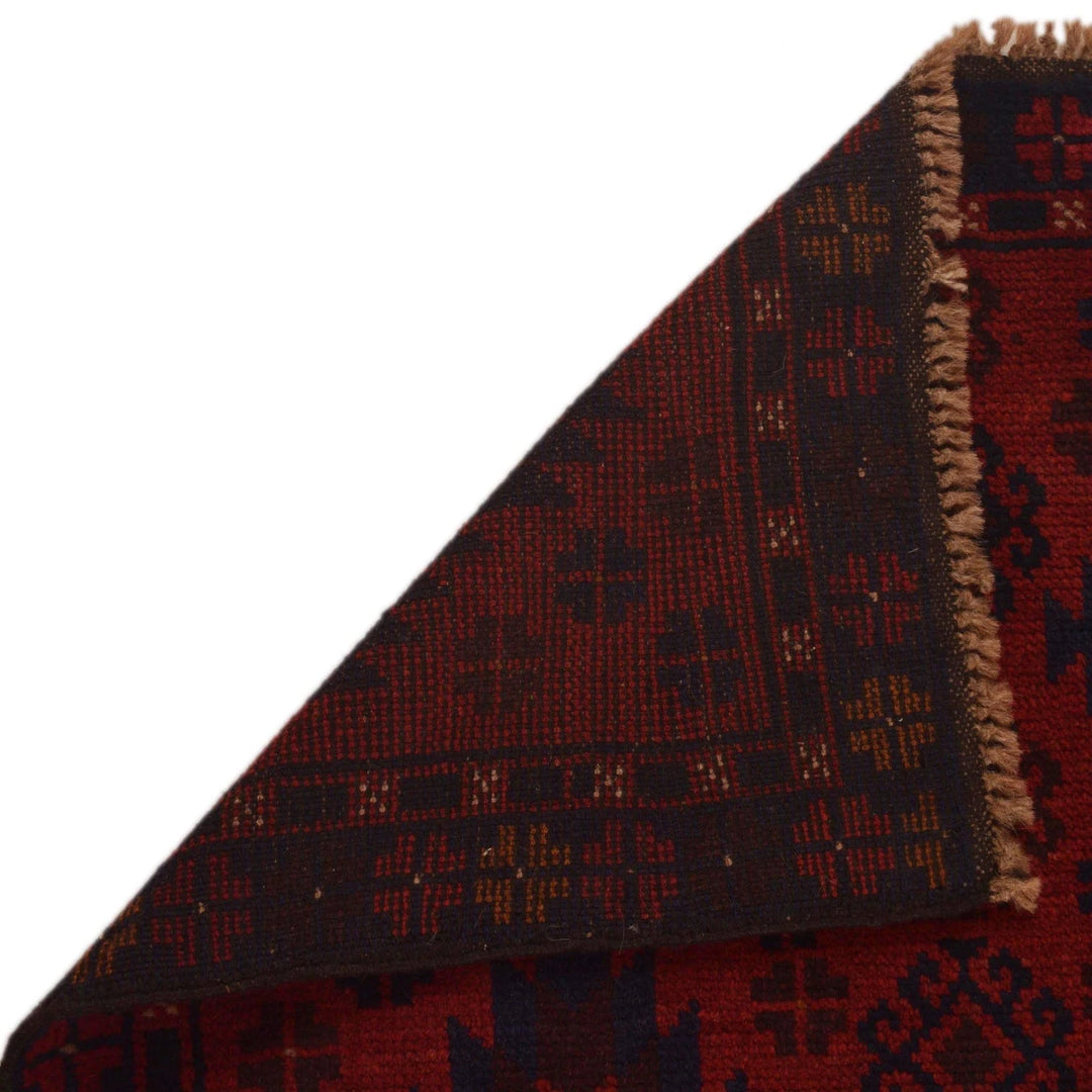 Red Afghan Baluchi Rug 2' 9" x 4' 8" Hand-Knotted | No. AL18976