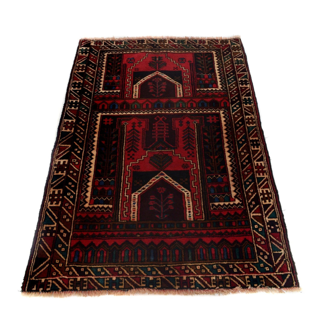 Afghan Prayer Rug 3' 1" x 5' 4" Hand-Knotted | No. AL18999