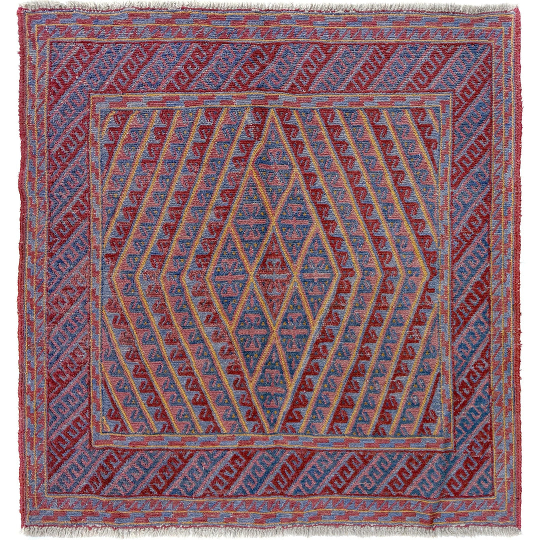 Multicolor Afghan Mashwani Rug 3' 11" x 4' 1" Hand-Knotted | No. AL19009