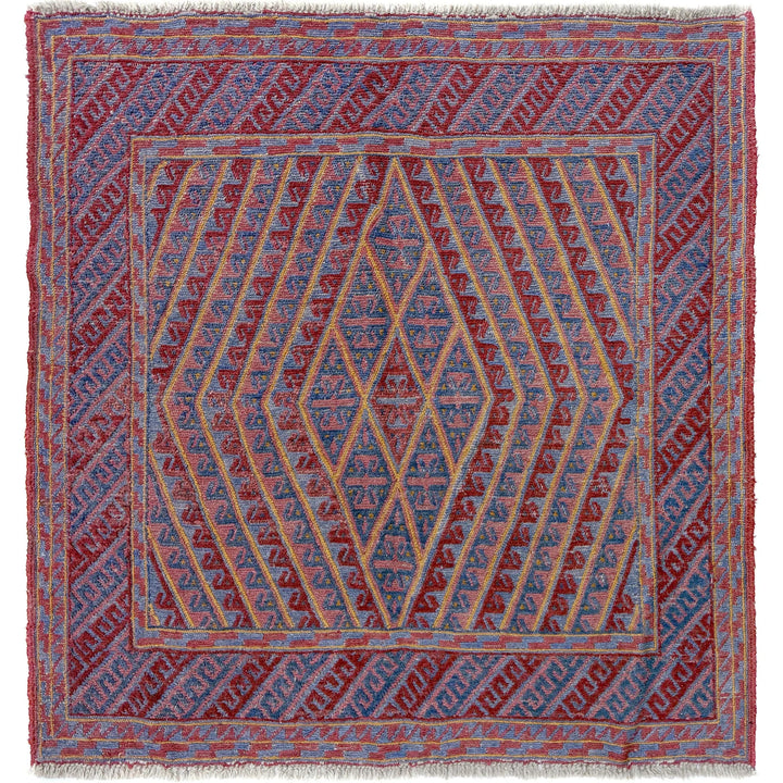 Multicolor Afghan Mashwani Rug 3' 11" x 4' 1" Hand-Knotted | No. AL19009