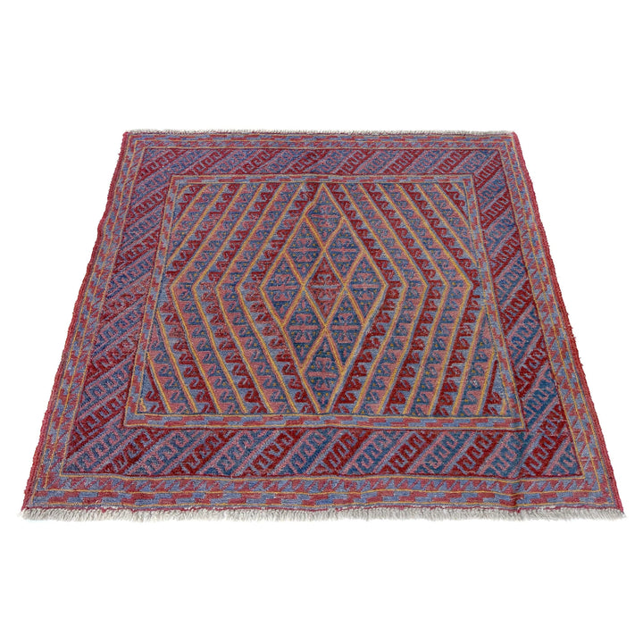 Multicolor Afghan Mashwani Rug 3' 11" x 4' 1" Hand-Knotted | No. AL19009
