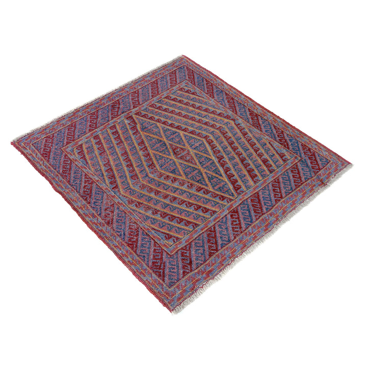 Multicolor Afghan Mashwani Rug 3' 11" x 4' 1" Hand-Knotted | No. AL19009