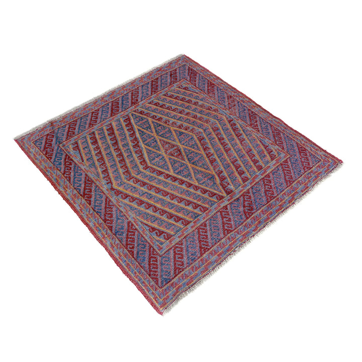 Multicolor Afghan Mashwani Rug 3' 11" x 4' 1" Hand-Knotted | No. AL19009