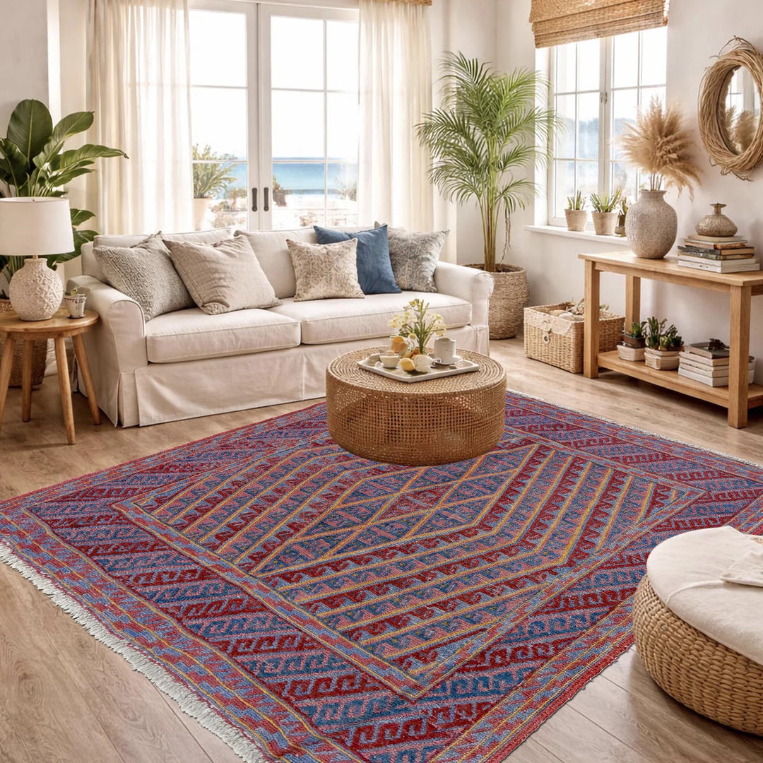 Multicolor Afghan Mashwani Rug 3' 11" x 4' 1" Hand-Knotted | No. AL19009
