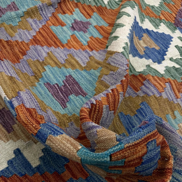 Multicolor Afghan Kilim Rug 5'8" x 8'0" Flat-Weave | No. AL19013