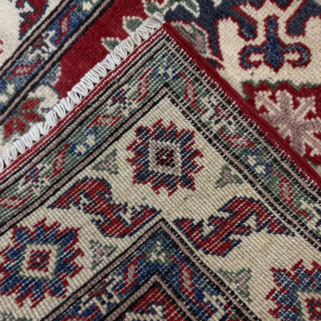 Red Afghan Kazak Rug 2' 7" x 4' 0" Hand-Knotted | No. AL19051