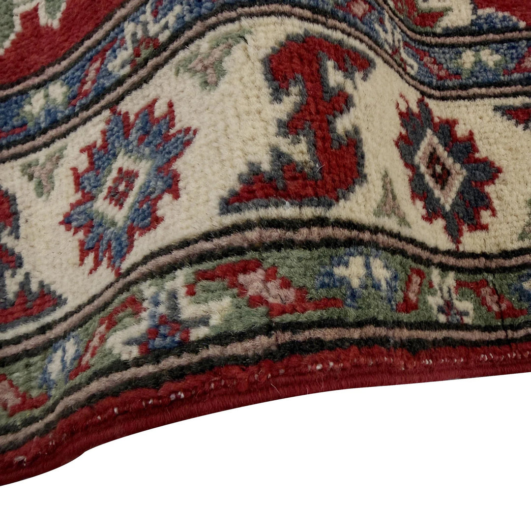 Red Afghan Kazak Rug 2' 7" x 4' 0" Hand-Knotted | No. AL19051
