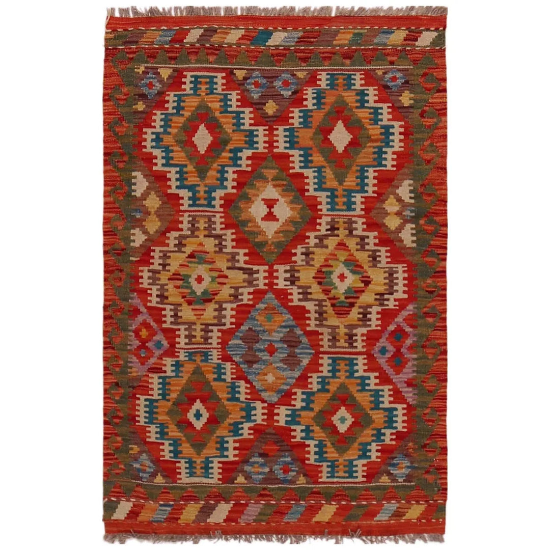Afghan Kilim Rug 2' 7" x 4' 0" Flat-Weave | No. AL19064