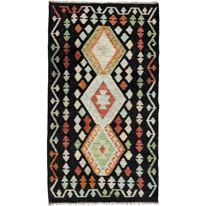 Multicolor Afghan Vegetable Kilim Rug 2' 9" x 5' 0" Flat-Weave | No. AL19076