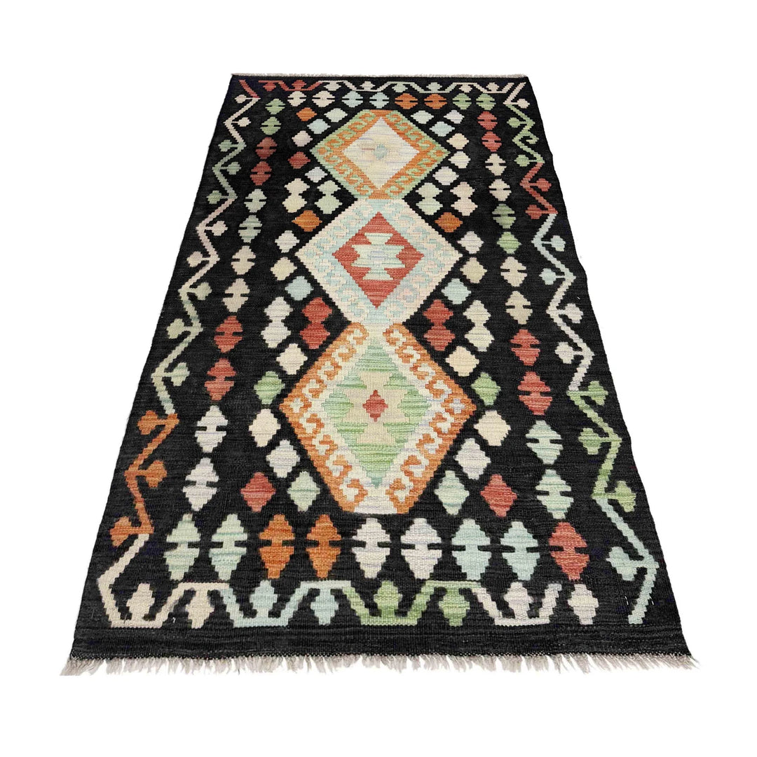 Multicolor Afghan Vegetable Kilim Rug 2' 9" x 5' 0" Flat-Weave | No. AL19076
