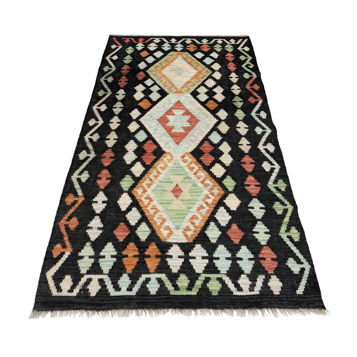 Multicolor Afghan Vegetable Kilim Rug 2' 9" x 5' 0" Flat-Weave | No. AL19076