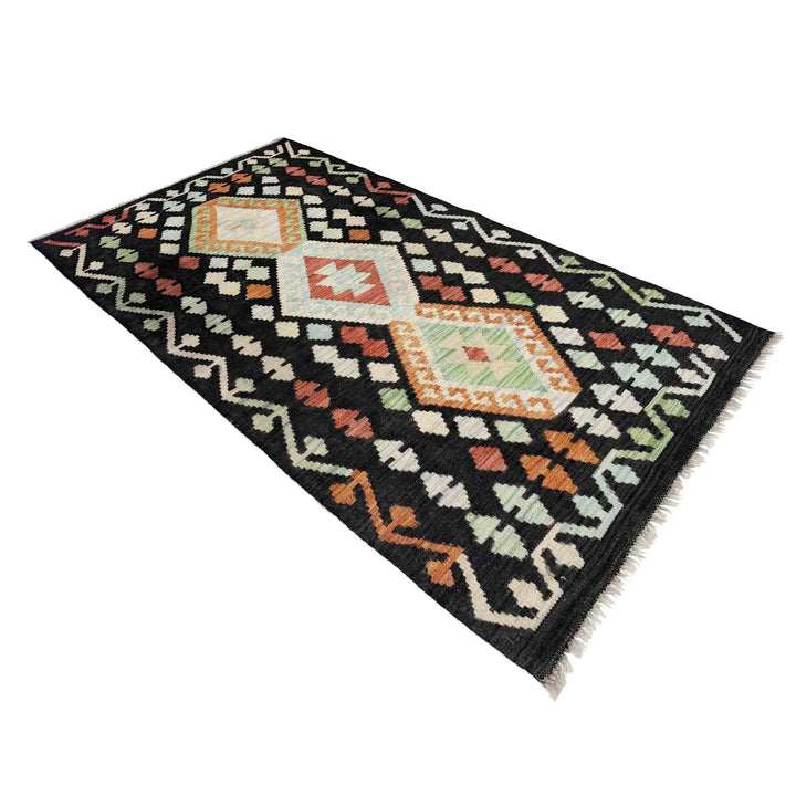 Multicolor Afghan Vegetable Kilim Rug 2' 9" x 5' 0" Flat-Weave | No. AL19076