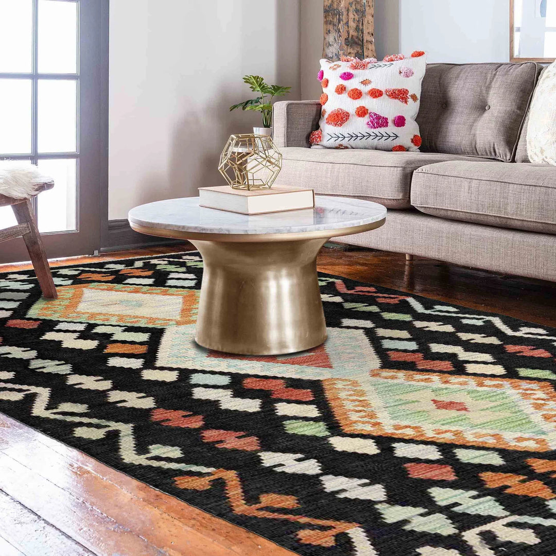 Multicolor Afghan Vegetable Kilim Rug 2' 9" x 5' 0" Flat-Weave | No. AL19076