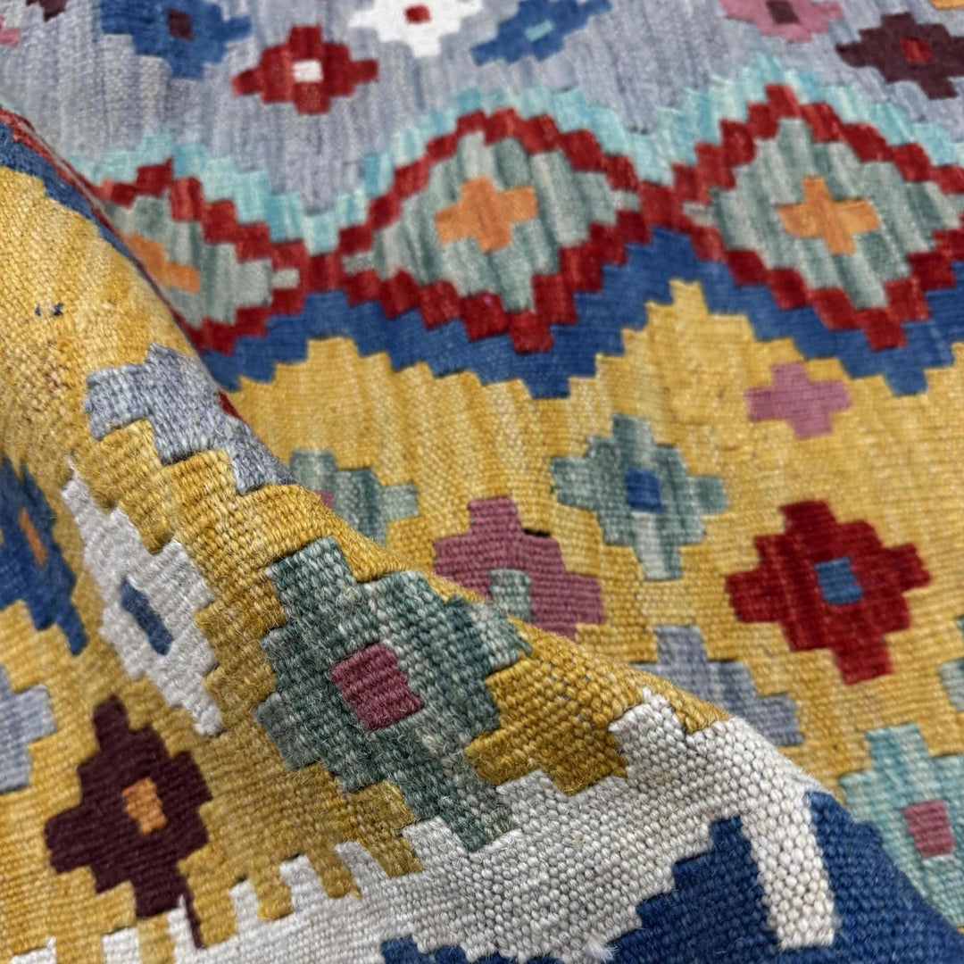 Multicolor Afghan Kilim Rug 5' 1" x 6' 6" Flat-Weave | No. AL19103