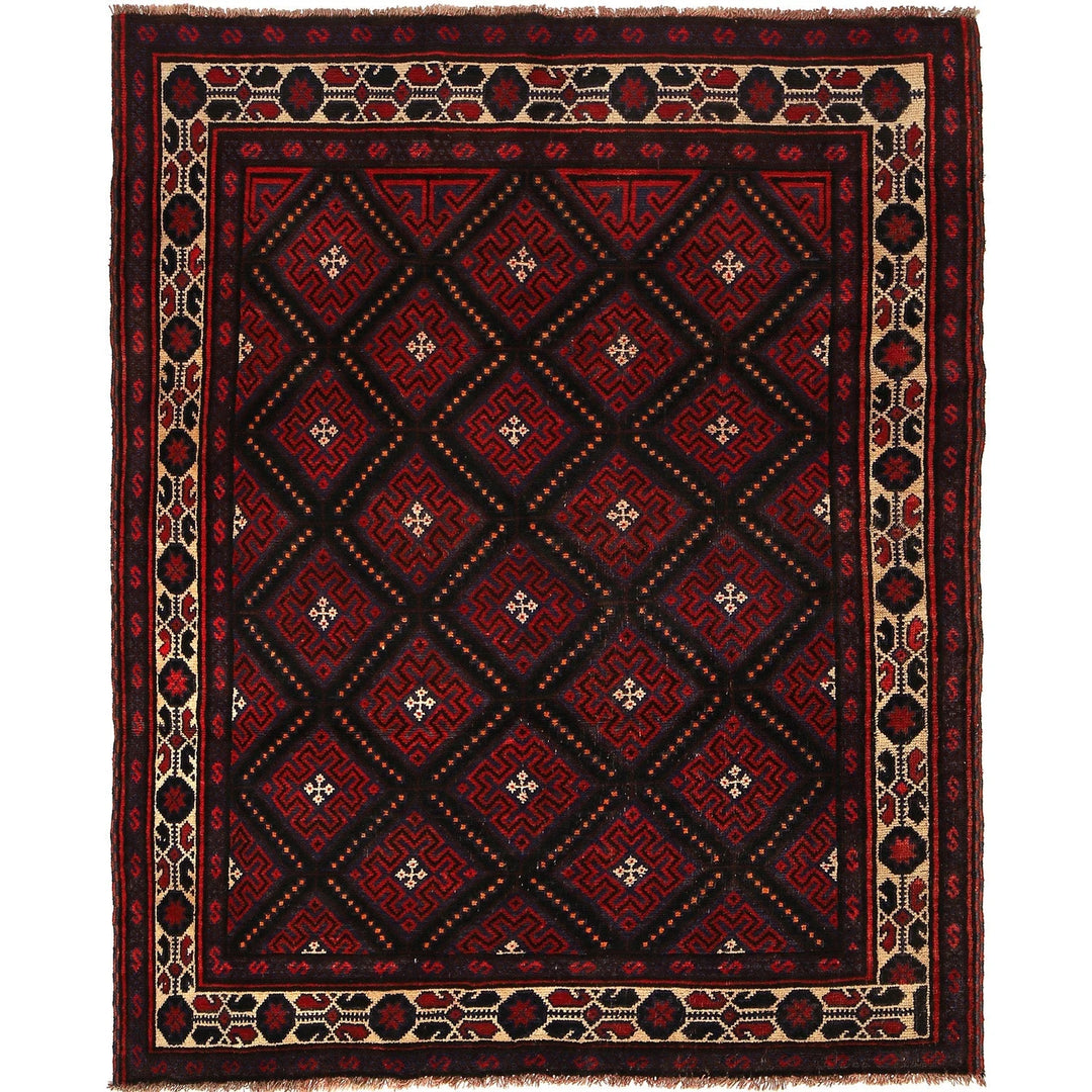 Afghan Baluchi Rug 5' 2" x 6' 7" Hand-Knotted | No. AL19125