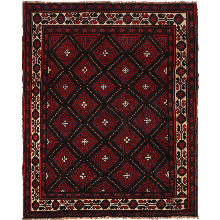 Afghan Baluchi Rug 5' 2" x 6' 7" Hand-Knotted | No. AL19125