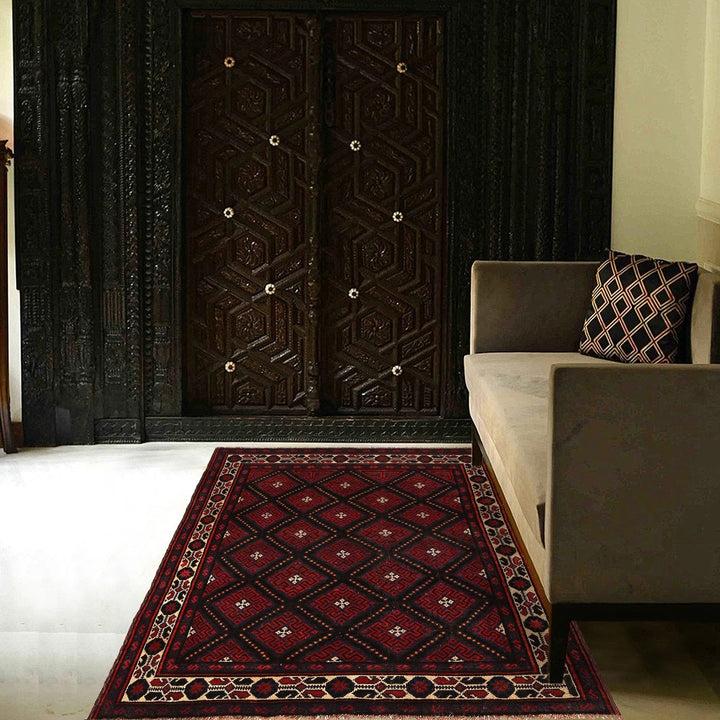 Afghan Baluchi Rug 5' 2" x 6' 7" Hand-Knotted | No. AL19125