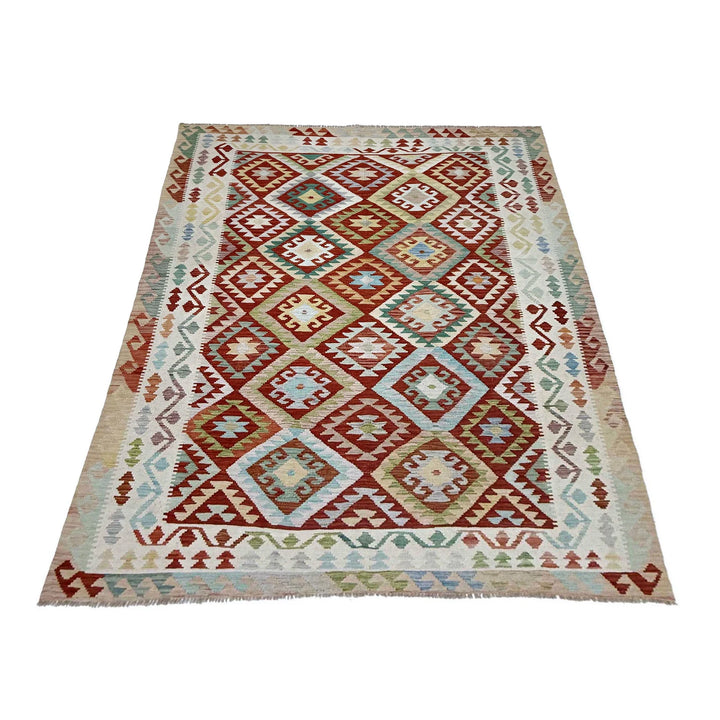 Afghan Vegetable Kilim Rug 6' 9" x 9' 9" Flat-Weave | No. AL191331