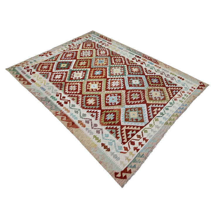 Afghan Vegetable Kilim Rug 6' 9" x 9' 9" Flat-Weave | No. AL191331