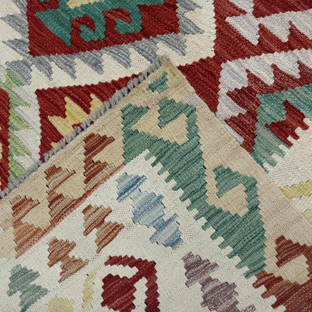 Afghan Vegetable Kilim Rug 6' 9" x 9' 9" Flat-Weave | No. AL191331