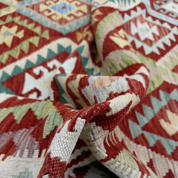 Afghan Vegetable Kilim Rug 6' 9" x 9' 9" Flat-Weave | No. AL191331