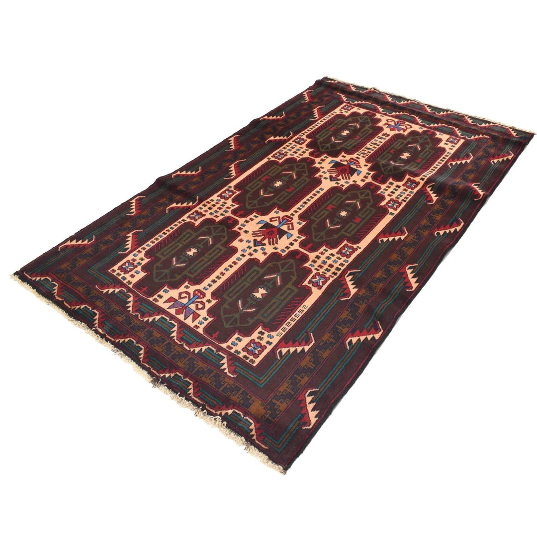 Beige Afghan Baluchi Rug 4' 2" x 6' 10" Hand-Knotted | No. AL19182