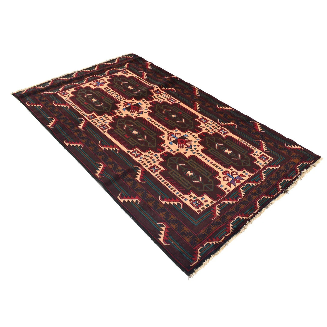 Beige Afghan Baluchi Rug 4' 2" x 6' 10" Hand-Knotted | No. AL19182