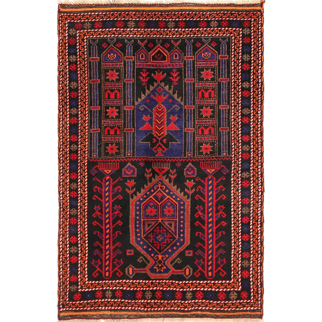 Afghan Prayer Rug 3' 0" x 4' 5" Hand-Knotted | No. AL192686