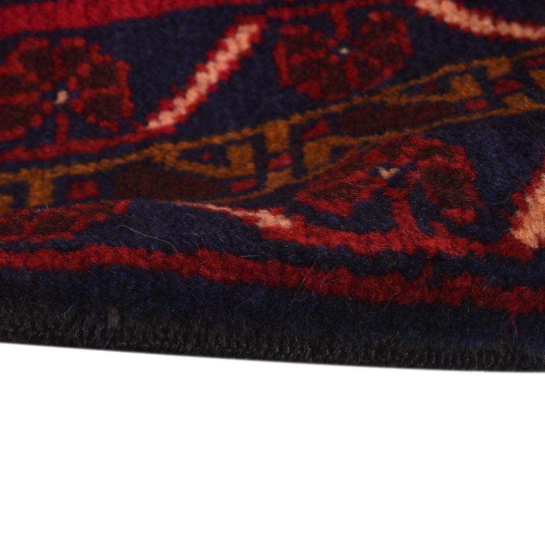 Red Afghan Baluchi Rug 3' 2" x 4' 11" Hand-Knotted | No. AL19277