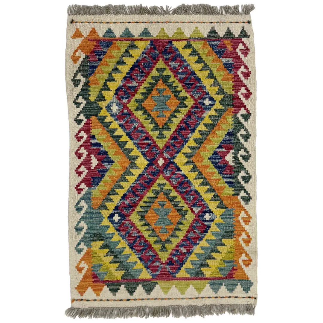 Afghan Vegetable Kilim Rug 2'2" x 3'6" Flat-Weave | No. AL192800