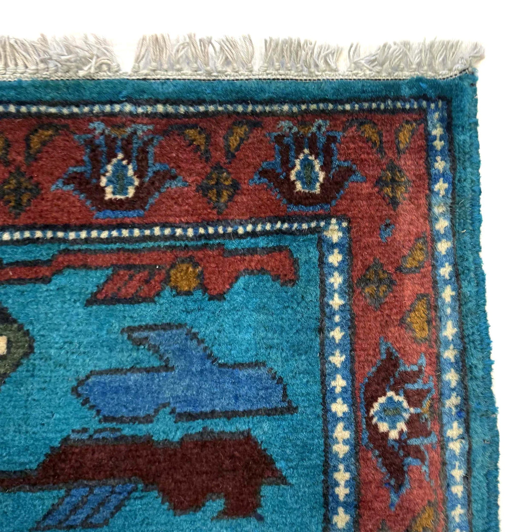 Blue Afghan War Carpet Rug 2' 7" x 4' 2" Hand-Knotted | No. AL19280