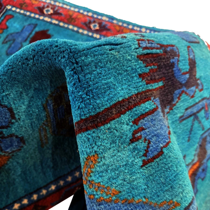 Blue Afghan War Carpet Rug 2' 7" x 4' 2" Hand-Knotted | No. AL19280