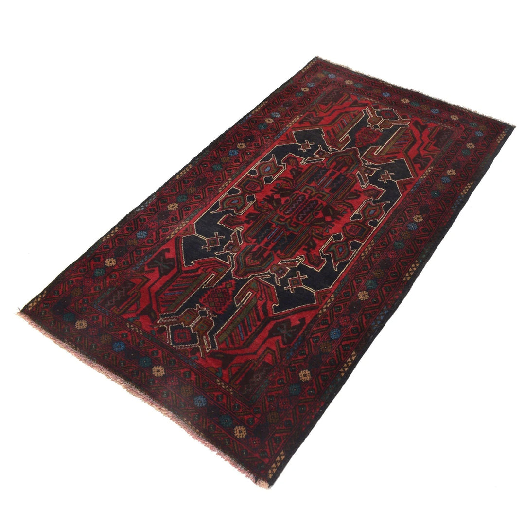 Afghan Baluchi Rug 3' 3" x 5' 2" Hand-Knotted | No. AL19303