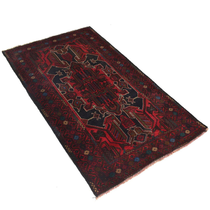 Afghan Baluchi Rug 3' 3" x 5' 2" Hand-Knotted | No. AL19303
