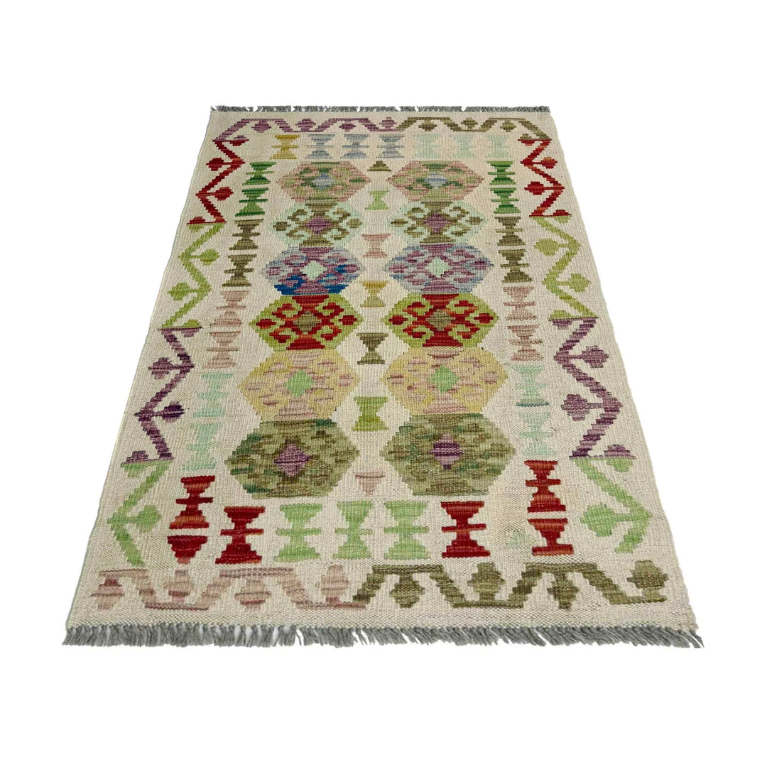 Afghan Vegetable Kilim Rug 2' 6" x 4' 0" Flat-Weave | No. AL193165