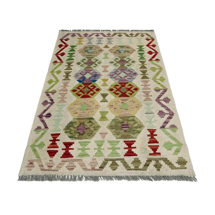 Afghan Vegetable Kilim Rug 2' 6" x 4' 0" Flat-Weave | No. AL193165