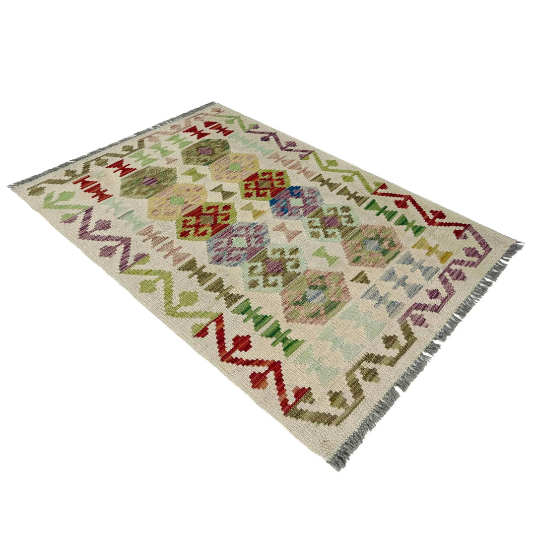 Afghan Vegetable Kilim Rug 2' 6" x 4' 0" Flat-Weave | No. AL193165