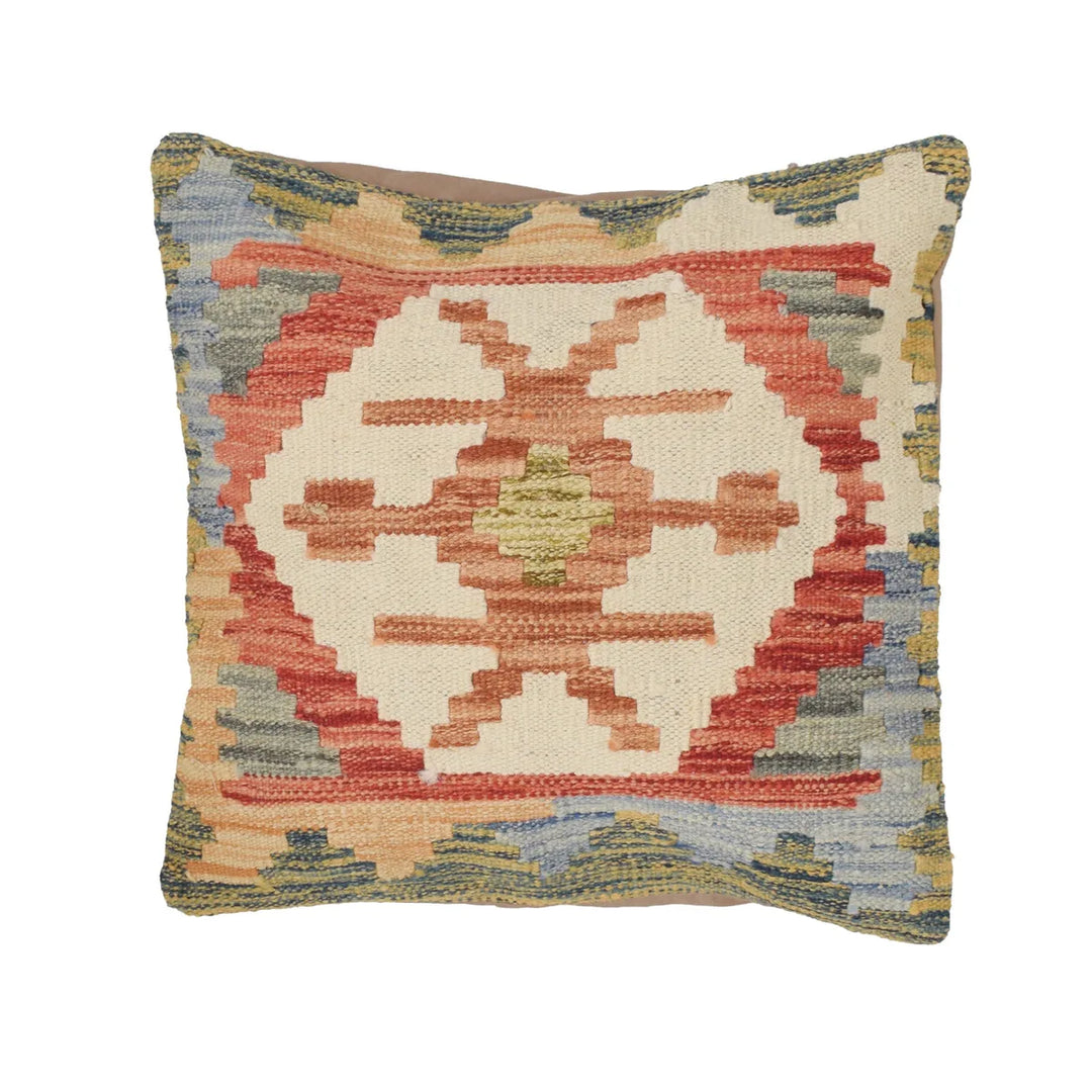 Afghan Kilim Cushion 1' 5" x 1' 5" Flat-Weave | No. AL19368