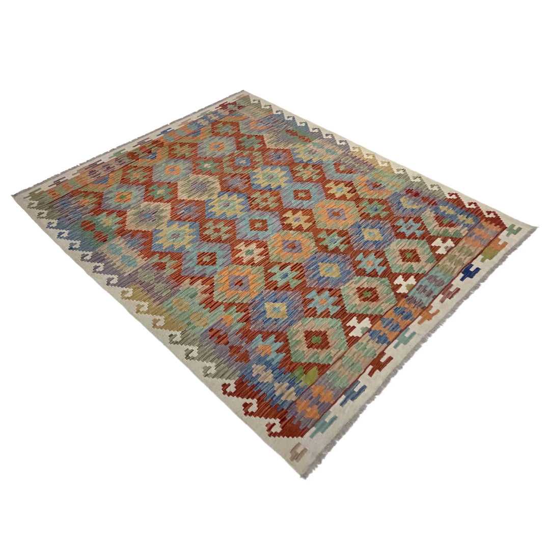 Afghan Vegetable Kilim Rug 5' 11" x 8' 1" Flat-Weave | No. AL194239